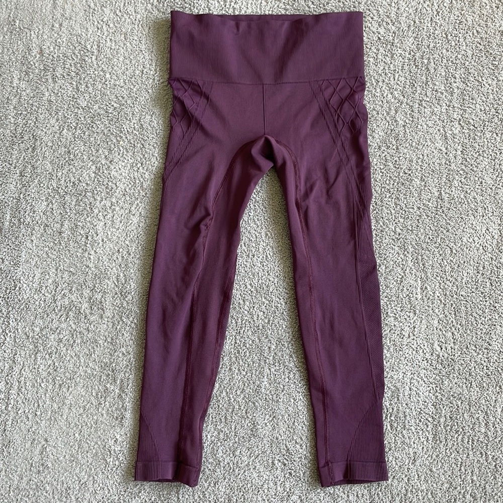 EC Athleta Purple Ribbed Cropped Leggings - Size XS